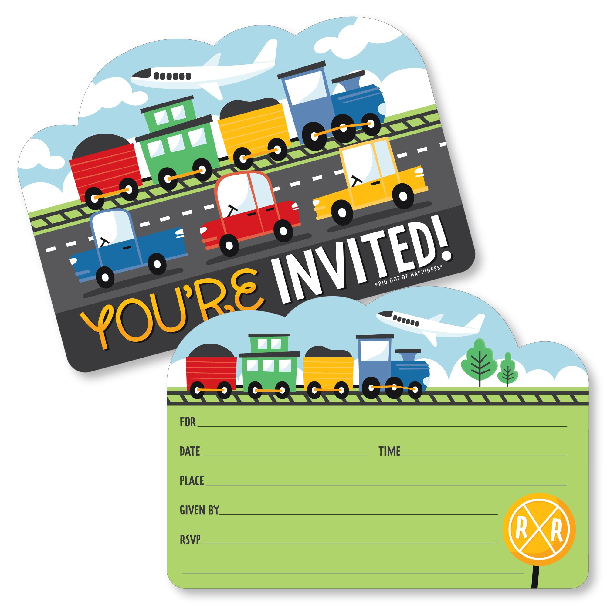 Details about   BNIB 12 Bobble Art Kids Invitations Envelopes Magnets Transport Cars Trains Blue 