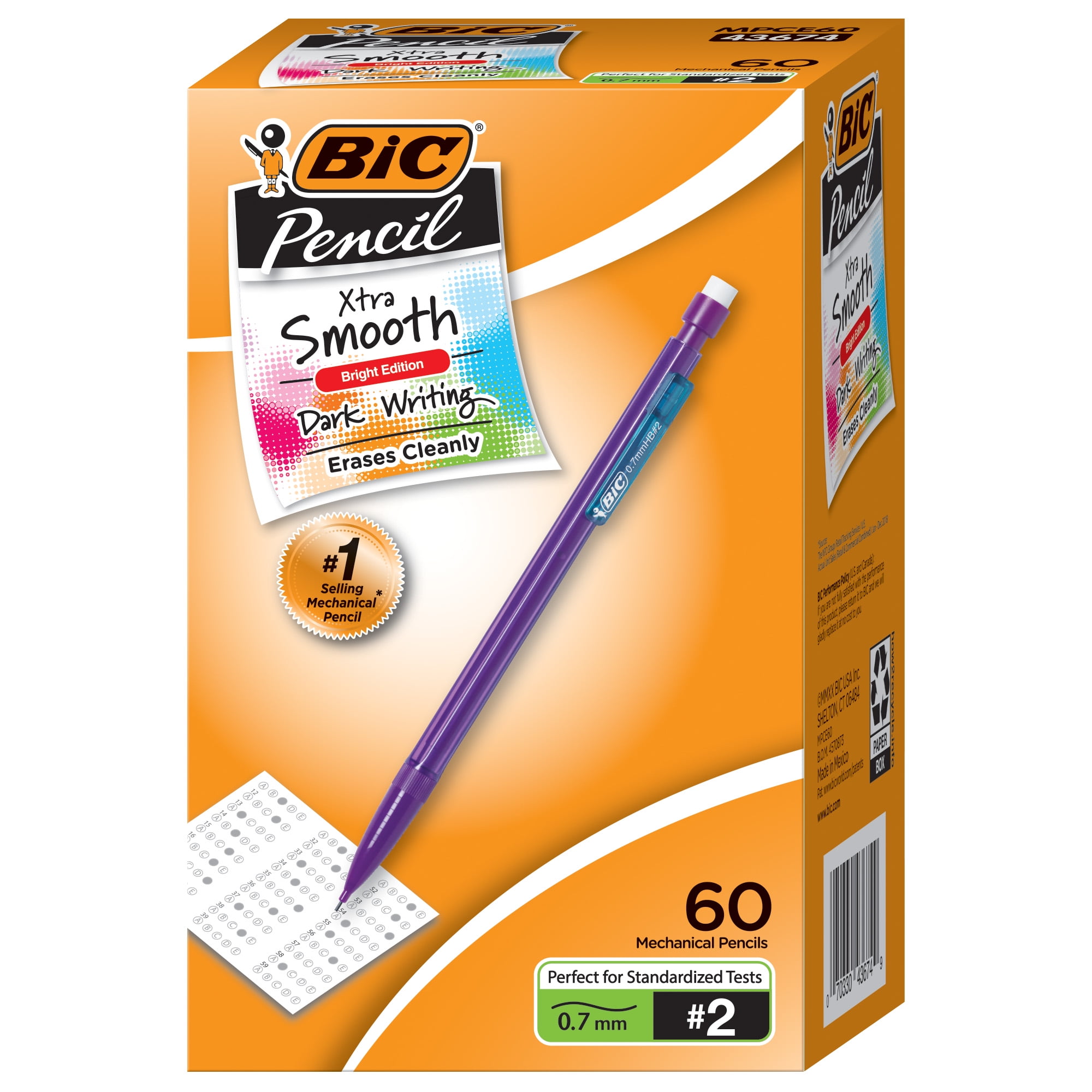 BIC Xtra Smooth Mechanical Pencil 40-Count 0.7mm Medium Point 2 Improved Version