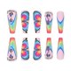thumbnail image 3 of Uñas postizas francesas con diseño de mariposa arcoíris y largas cuadradas para presionar, 3 of 3
