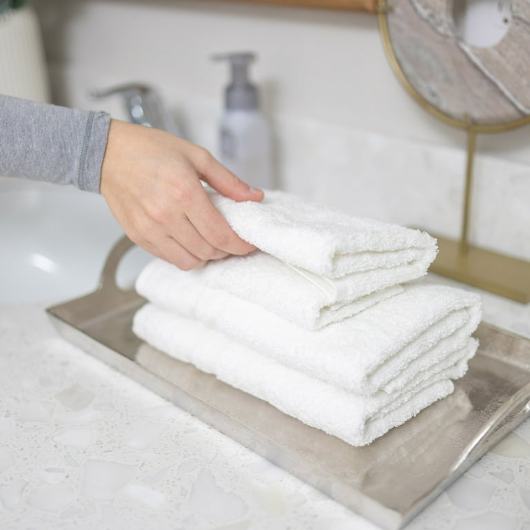 Hammam Linen White Hand Towels Set of 4 – Luxury Cotton Hand Towels for  Bathroom – Soft Quick Dry Towels 