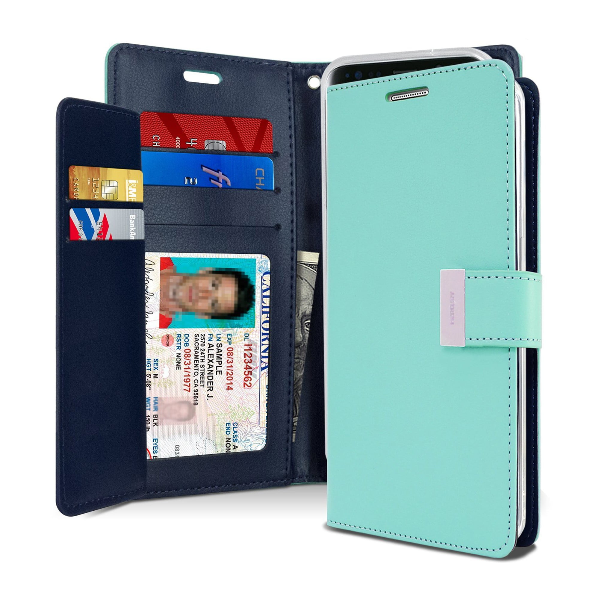 Goospery Rich Diary Wallet Case for Samsung Galaxy S10 Teal Walmart