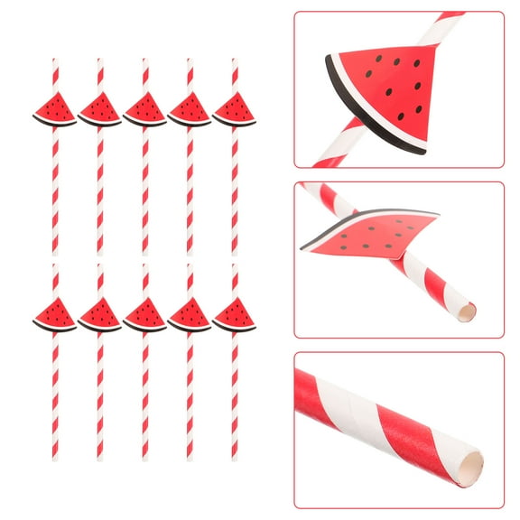 FELTECHELECTR 30 Red Paper Straws for Party Drinking Hawaiian Style 15.7x1.8in