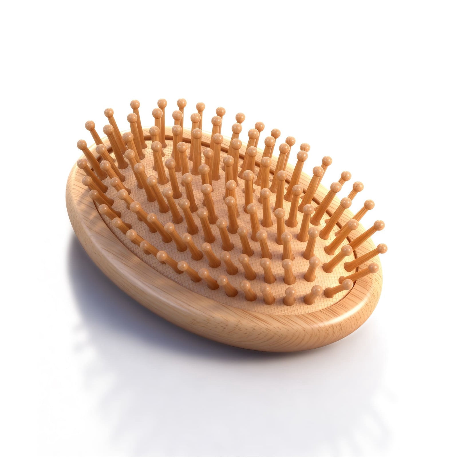 Weloille Natural Beech Wood Scalp Massage Brush, Portable No Handle Detangling Hair Brush for Women, Mini Wooden Bristles Comfortable Scalp Care, 103x68mm