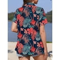 thumbnail image 4 of Fancyglim Women's Button Down Shirt Summer Short Sleeve Hawaiian Blouse Tops Tropical Floral Printed Lapel Neck Cardigan Shirt Red S, 4 of 6