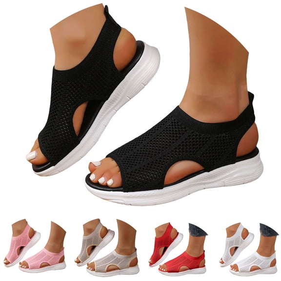 Modisza Women Arch Support Walking Sandals Comfortable Plantar Fasciitis Non Slip Mesh Slide Shoes Summer Open Toe Sport Sandal Black 6.5