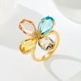 thumbnail image 4 of Crystal Flower Statement Ring for Women Multi-Color CZ Stones Bohemian Floral Ring Promise Engagement Rings Wedding Band Adjustable Fashion Jewelry, 4 of 8