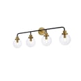 thumbnail image 3 of Hanson 4 lights bath sconce in black with brass with clear shade, 3 of 3
