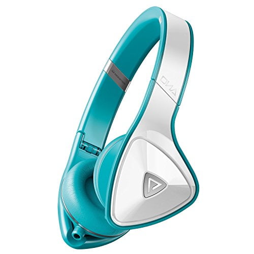 monster dna on ear headphones white teal