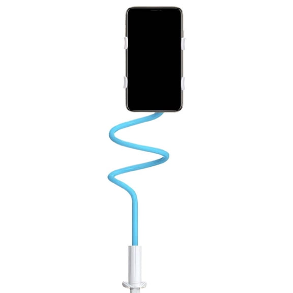 Flexible Gooseneck Phone Holder with Clamp Base for Bedside Desk, Adjustable Lazy Phone Mount for Streaming and Reading