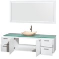 thumbnail image 4 of Wyndham Collection Amare 72 inch Single Bathroom Vanity in Glossy White, Green Glass Countertop, Arista White Carrera Marble Sink, and 70 inch Mirror, 4 of 6