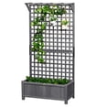 thumbnail image 2 of Raised Garden Bed, Wood Planter with Trellis for Vine Climbing, Privacy Screen Planter Box to Grow Vegetables, Herbs, and Flowers for Backyard, Patio, Deck-Grey, 2 of 7