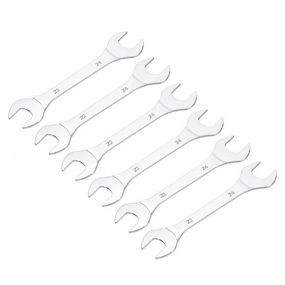 Thin Open End Wrench, 22mm x 24mm Metric Chrome Plated High Carbon Steel, 6 Packs
