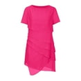thumbnail image 4 of Fartey Wedding Guest Dress for Women Summer Flowy Chiffon Layered Cocktail Party Dress Elegant Solid Color Short Sleeve Evening Dresses Hot Pink S-3XL, 4 of 6