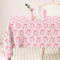 Pink Bow Tablecloth Watercolor Bowknot Coquette Table Cover 60 x 102 Inch Picnic Table Cloth for Birthday Baby Shower Bachelorette Party Supplies Decoration