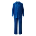 thumbnail image 2 of VISgogo Conjunto de Traje Femenino de 2 Piezas, Camisa de Manga Larga con Solapa de Color Sólido + Pantalones Largos Sueltos para Mujer, S/M/L/XL/XXL VISgogo moda, 2 of 9