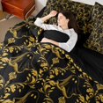 thumbnail image 3 of Manfei Halloween Damask Ghost Full Size Bedding Sets 7 Pieces, Gothic Flower Full Size Bed in a Bag, Black Gold,Black Reversible, 3 of 7