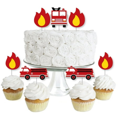 Fired Up Fire Truck Dessert Cupcake Toppers Firefighter