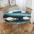 thumbnail image 3 of Round Fitted Tablecloth with Elastic Abstract Mountain Round Outdoor Tablecloths Fitted Table Covers for Round Tables Waterproof Reusable Vinyl Table Cloth for Indoor and Outdoor 44"-48", 3 of 7