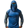 thumbnail image 2 of Men's Tactical Camo Hoodies with Built-In Face Masks and UPF 50+ Protection Featuring Moisture Wicking Fabric for Hunting Trips Fishing Adventures Outdoor Sports Blue L, 2 of 3