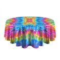 thumbnail image 5 of Colorful Tie Dye Pattern Round Tablecloth 60"x60",Wrinkle Wipeable Table Cloth for Kitchen Dining Room Picnic Patio Party, 5 of 6