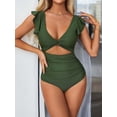 thumbnail image 3 of Charmo Ruffled One Piece Swimsuit for Women High Cut Bathing Suits Backless Monokini Swimwear, 3 of 7