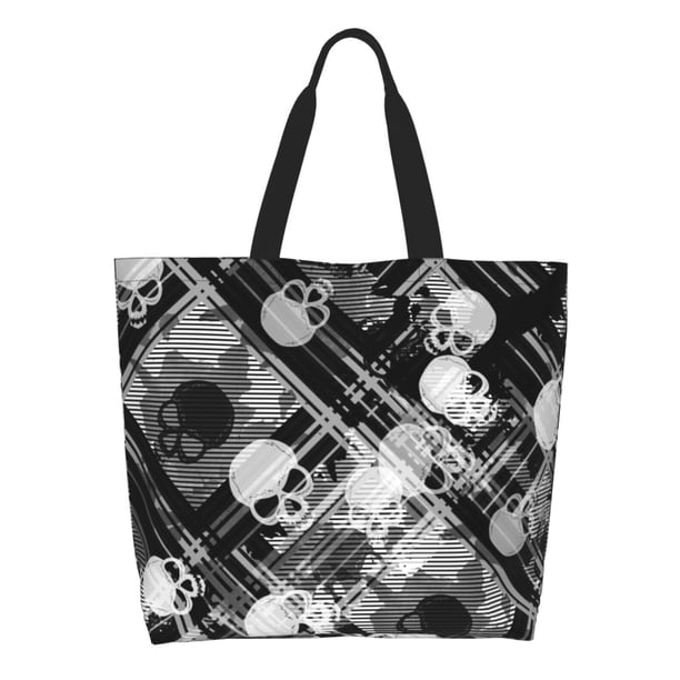 Disketp Seamless Pattern With Skulls Bolsa Tote Estampada para Mujer, Bolso de Hombro y de Mano para Compras y Viajes