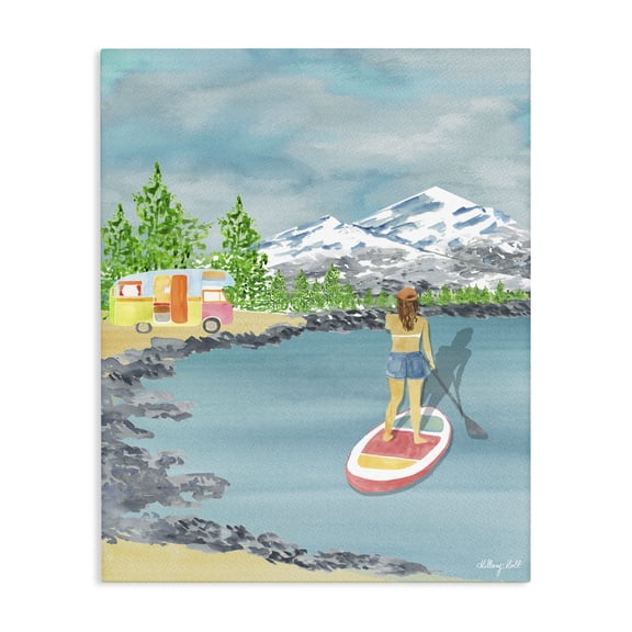 Stupell Industries Coastal Lake Tahoe Paddle Boarding Canvas Art, 16 x 20, by Hillary Holt