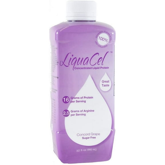 LiquaCel Oral Protein Supplement Grape Flavor Ready to Use 32 oz. Bottle, Case of 6