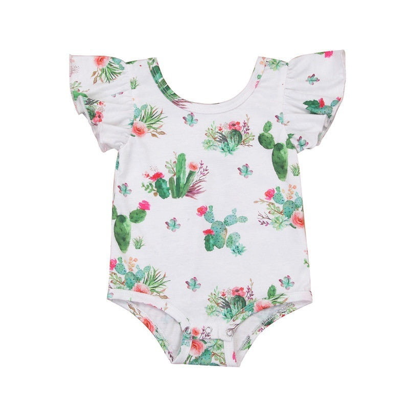 Cactus Outfits Clothes Baby Girl Floral Romper Bodysuit Jumpsuit Strap Rompers 