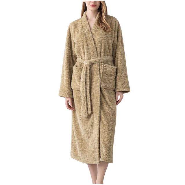 Rbaofujie Peignoir pour Femmes Peignoir Épaissi Confortable Long Robe de Nuit Tenue d'Intérieur Pyjama Aguichant pour Femmes