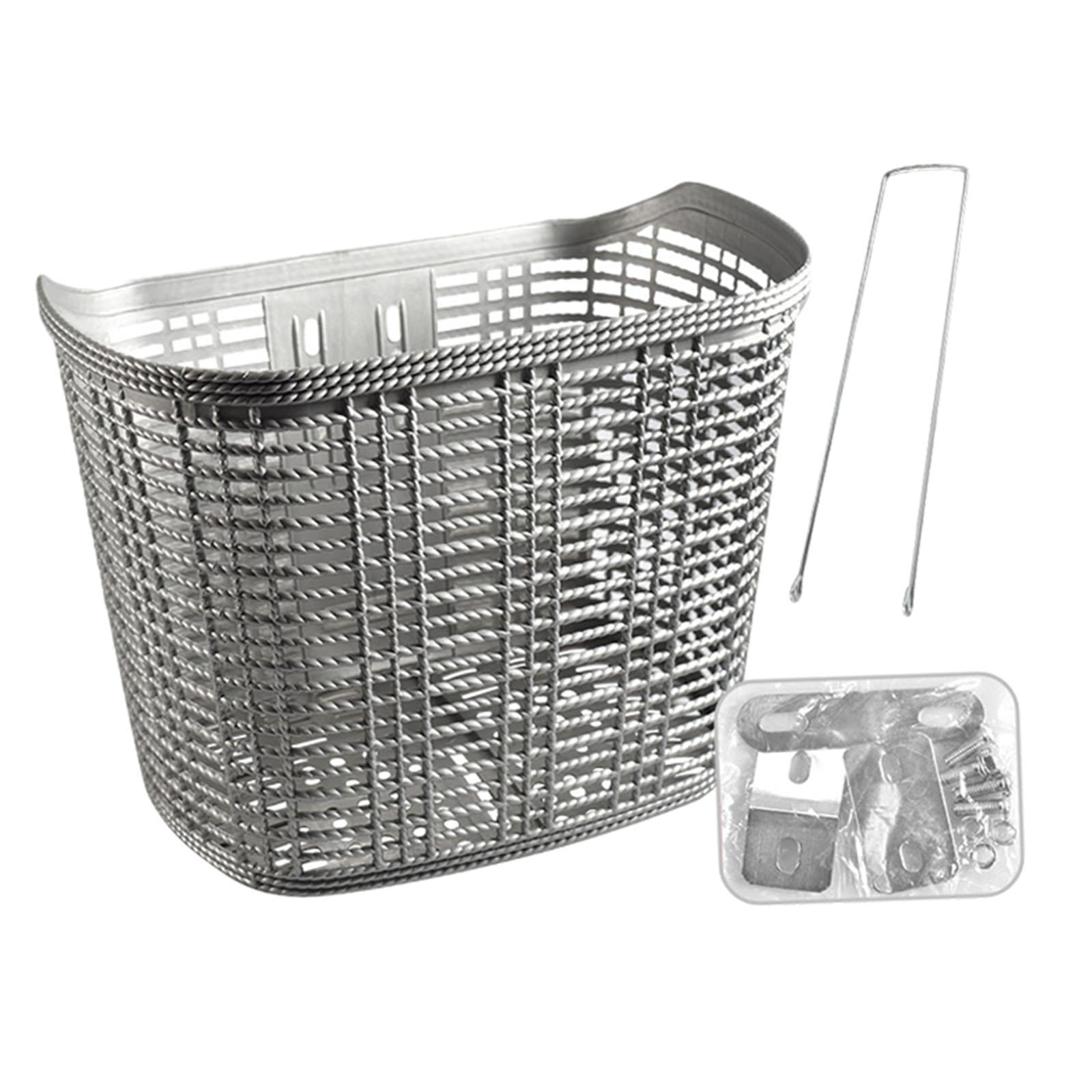 harayaa Bicycle Basket Storage Basket Lightweight Large Capacity Front Frame Bike Basket Gray and Long strut