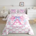 thumbnail image 2 of Castle Fairy Letter Monogrammed A Bedding Comforter Set 2pcs for Boys Girls,Kawaii Floral Bow Twin Comforter Sets Microfiber,Dreamy Princess Breathable Bedding Set,Breathable Home Decor,Reversible, 2 of 8
