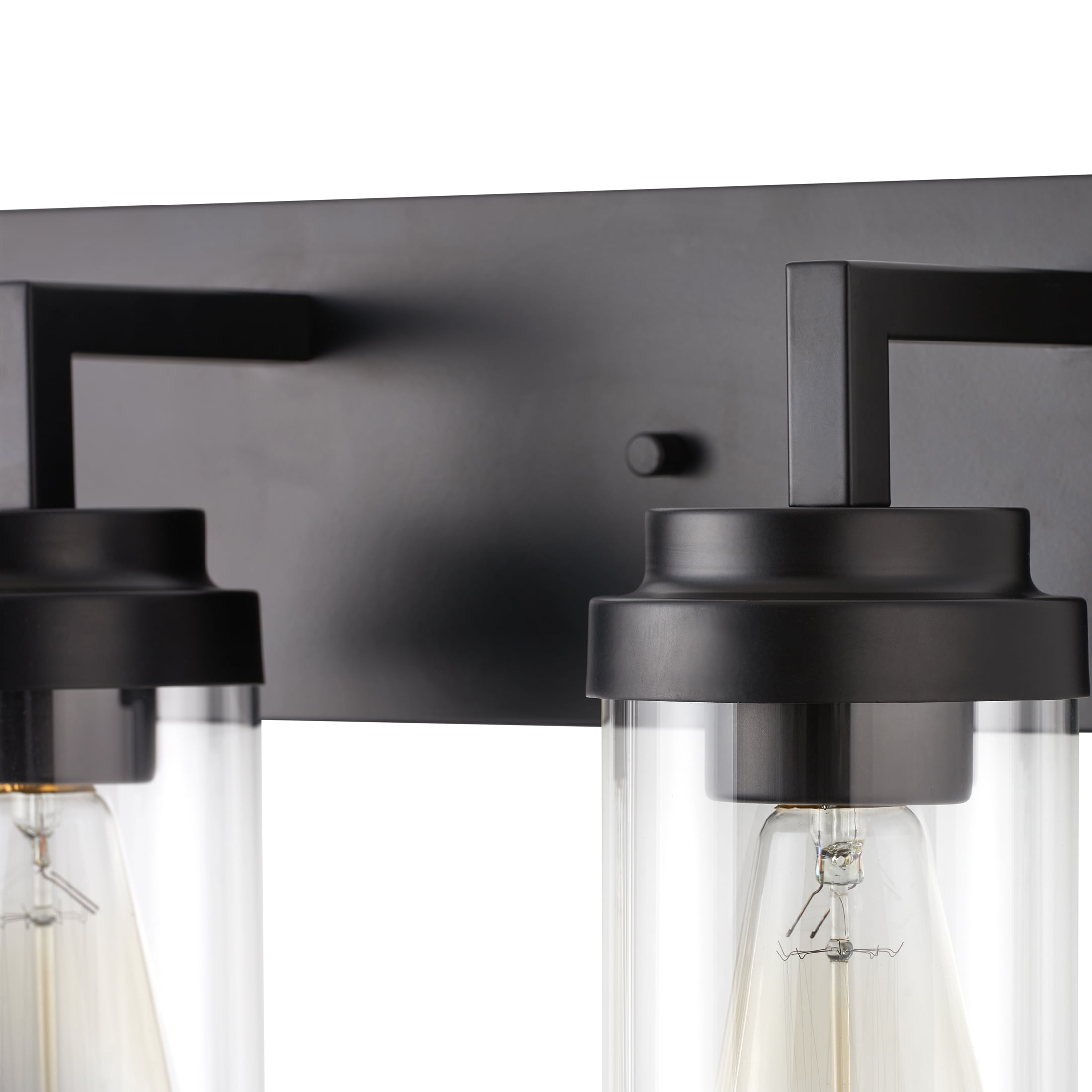 Kyrid 4-Light Black Dimmable Vanity Light over Mirror with Glass Shade for Bathroom