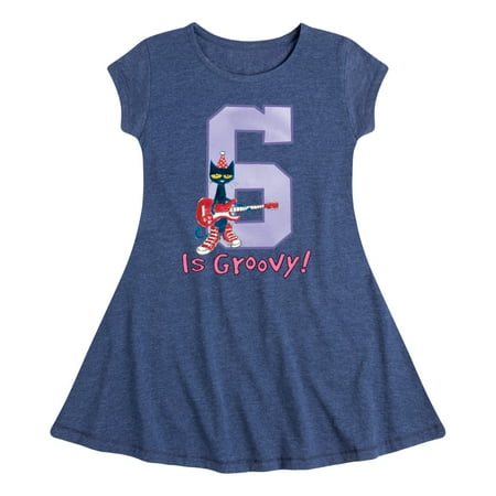 

Pete the Cat - Happy 6th Birthday - Toddler And Youth Girls Fit And Flare Dress