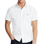 Polo RL Men's Slim Fit Button Down Short Sleeve Shirt (Large, White)