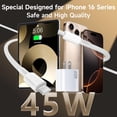 thumbnail image 4 of Cargador rápido Suohong para iPhone 17, 16 Pro Max, 45 W, USB-C, paquete de 2, 4 of 7