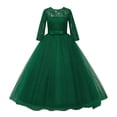 thumbnail image 2 of Weebloom Flower Girl Dresses For Wedding Birthday Long Sleeve Kids Performance Dress Formal Lace Clothes Bowknot Party Gown Dresses Dark Green Girls Dresses, 2 of 7