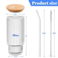 thumbnail image 2 of Ribbed Glass Cups with Lids and Straws Set of 6, 16 oz Non-Slip Glasses Drinking Set with Leak-Proof Lids, Iced Coffee Cups, Vintage Tea cup, Ideal for Cocktail, Whiskey(6PACK), 2 of 6