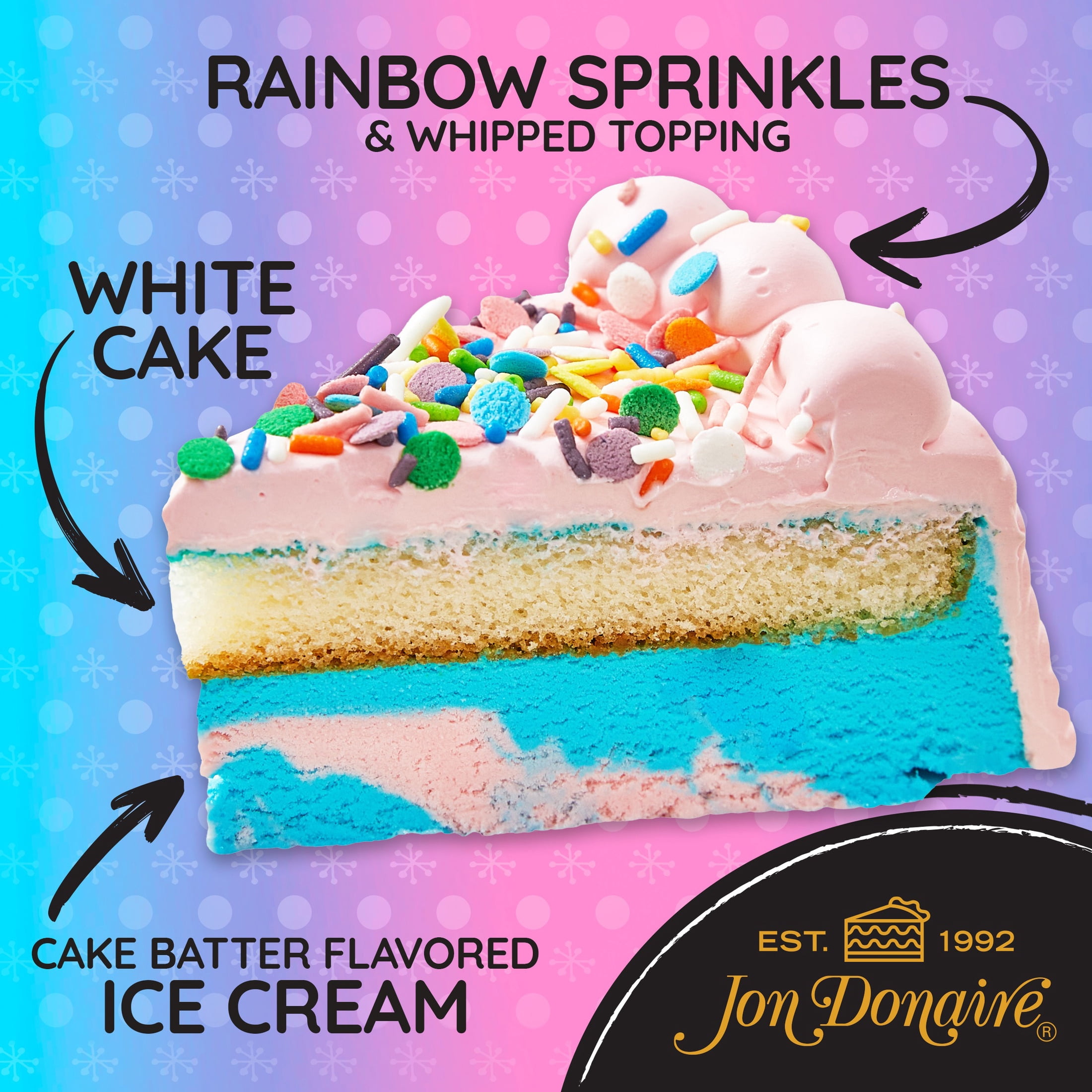 Jon Donaire 8" Unicorn Ice Cream Cake, Serves 9