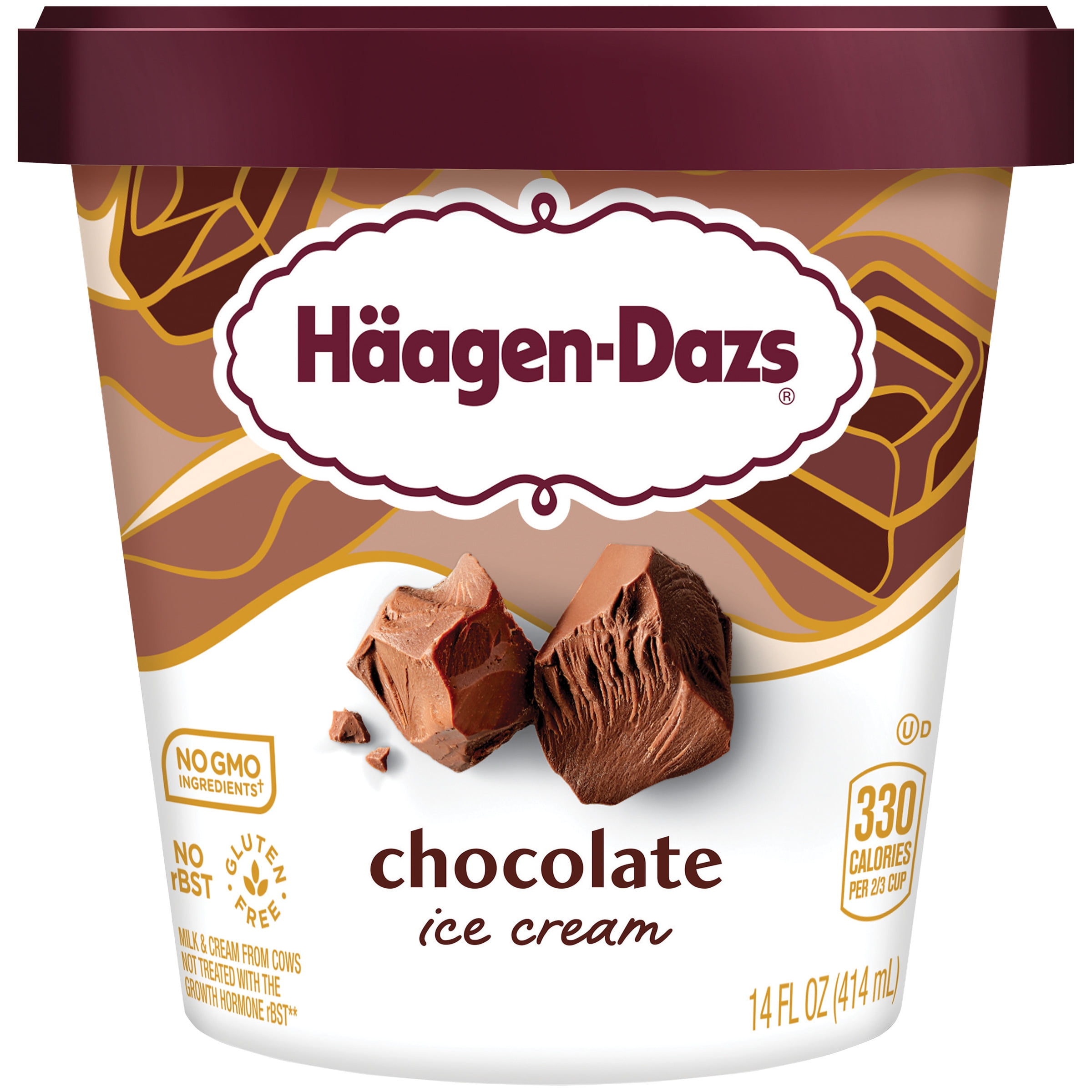 HAAGENDAZS Ice Cream, Chocolate, 14 fl. oz. Cup No GMO Ingredients