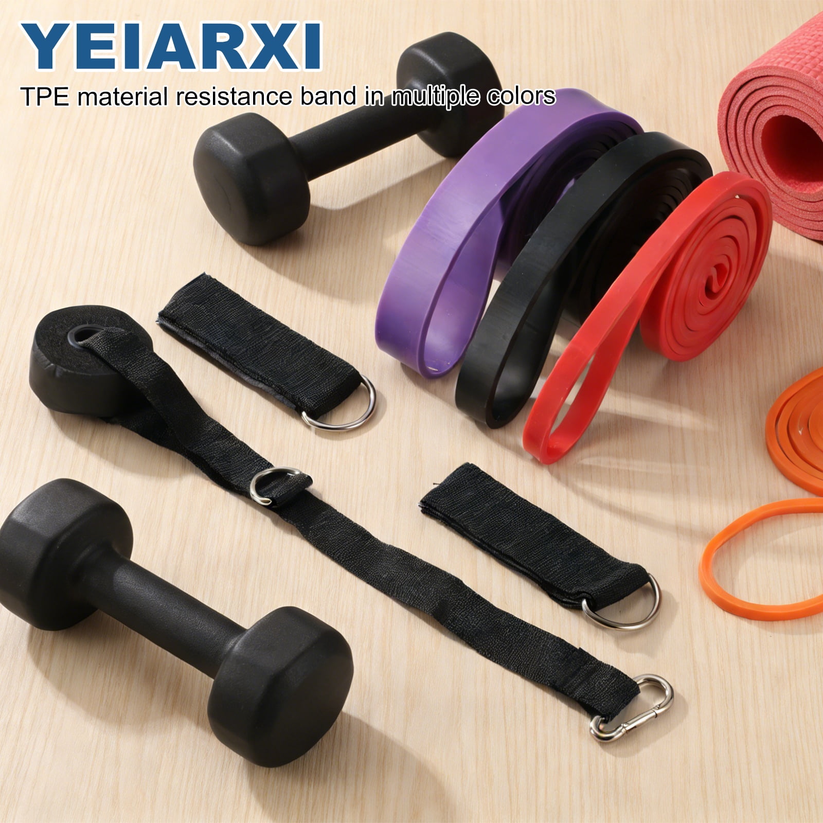 Uxcell Resistance Bands for Working Out, 4 Levels Pull Up Assistance Bands Set with Carry Bag 4 Pcs & Red/Black/Purple/Green