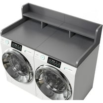 Washer Dryer Countertop With Shelf, 2-Tier Laundry Countertop with Edge Rails, 54" W * 27.5” D Washer and Dryer Covers for The Top for Counter Storage Organization, Large Space Laundry Topper, Grey
