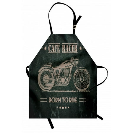 

Motorcycle Apron Born to Die Words Bike on Grunge Effect Retro Style Unisex Kitchen Bib with Adjustable Neck for Cooking Gardening Adult Size Dark Green Warm Taupe by Ambesonne
