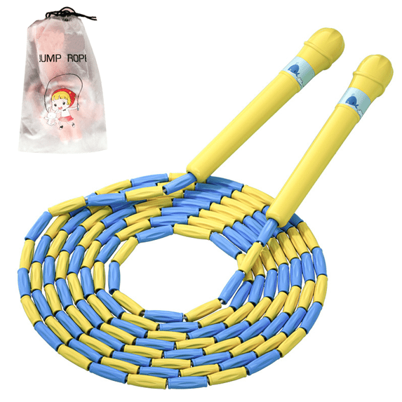 Adjustable Length With Durable Plastic Beaded Nylon Rope And Molded Handles With Foam Grips