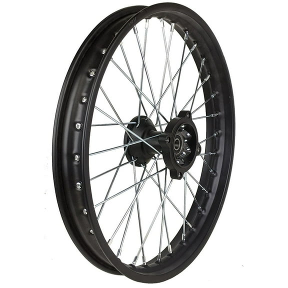 17x1.6" Front Dirt Bike 32 Spokes Wheel Rim - Tire Fit 70/100-17 Compatibility for Tao Tao DB17 Pit bike, Monkey bike 70- 125cc Off-Road Motorcycles (Black)