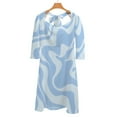 thumbnail image 6 of Abstract Blue Wavy Pattern Design Womens Summer Dress Tie Back A Line Flare Dress, 6 of 9