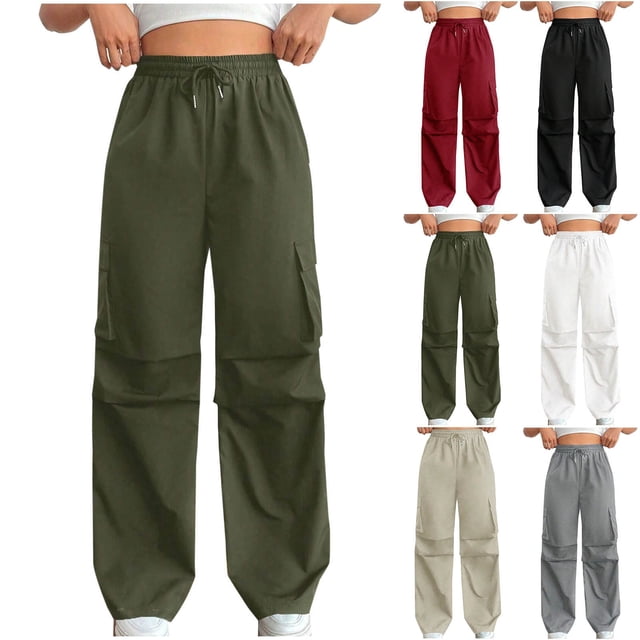 WRKEKC Women's Casual Drawstring Sweatpants Wide Leg Work Pants Comfortable Lounge Wear with Pockets