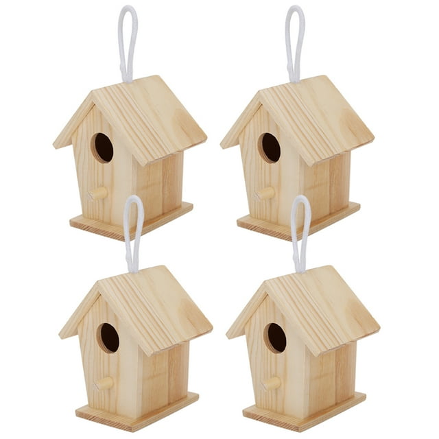 Mini nidos de madera para pájaros - Juego de 4 para jardín y balcón