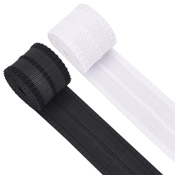 4 Yards 2.3 Inch Wide 2 colors Elastic Foldover Ribbon Sewing Stretch Elastic Fold Over Elastics Band Black and White Nylon Trim Elastic for Hair DIY Craft Hair Ties Headbands