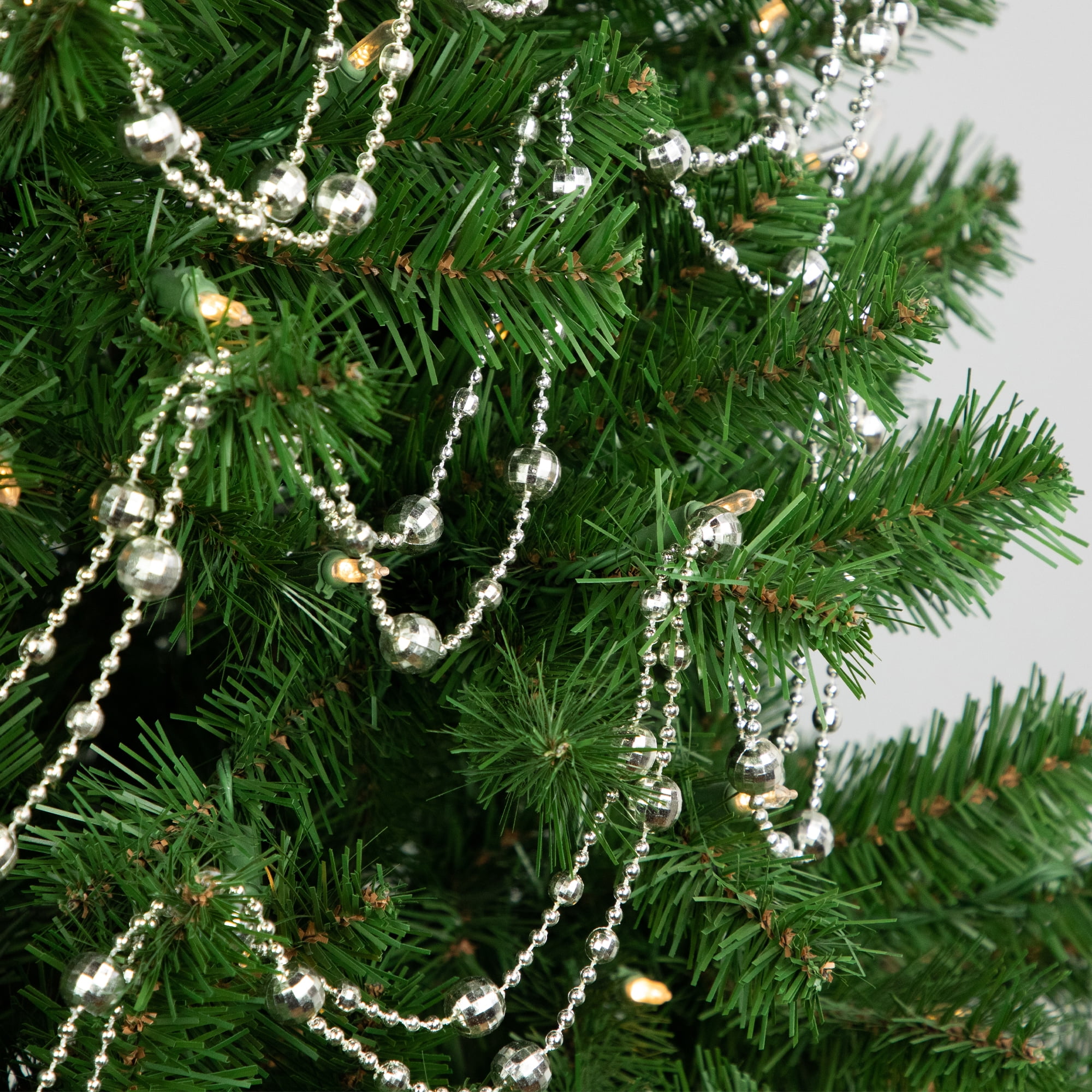15' x .50" Shiny Silver Mirrored Disco Ball Beaded Christmas Garland
